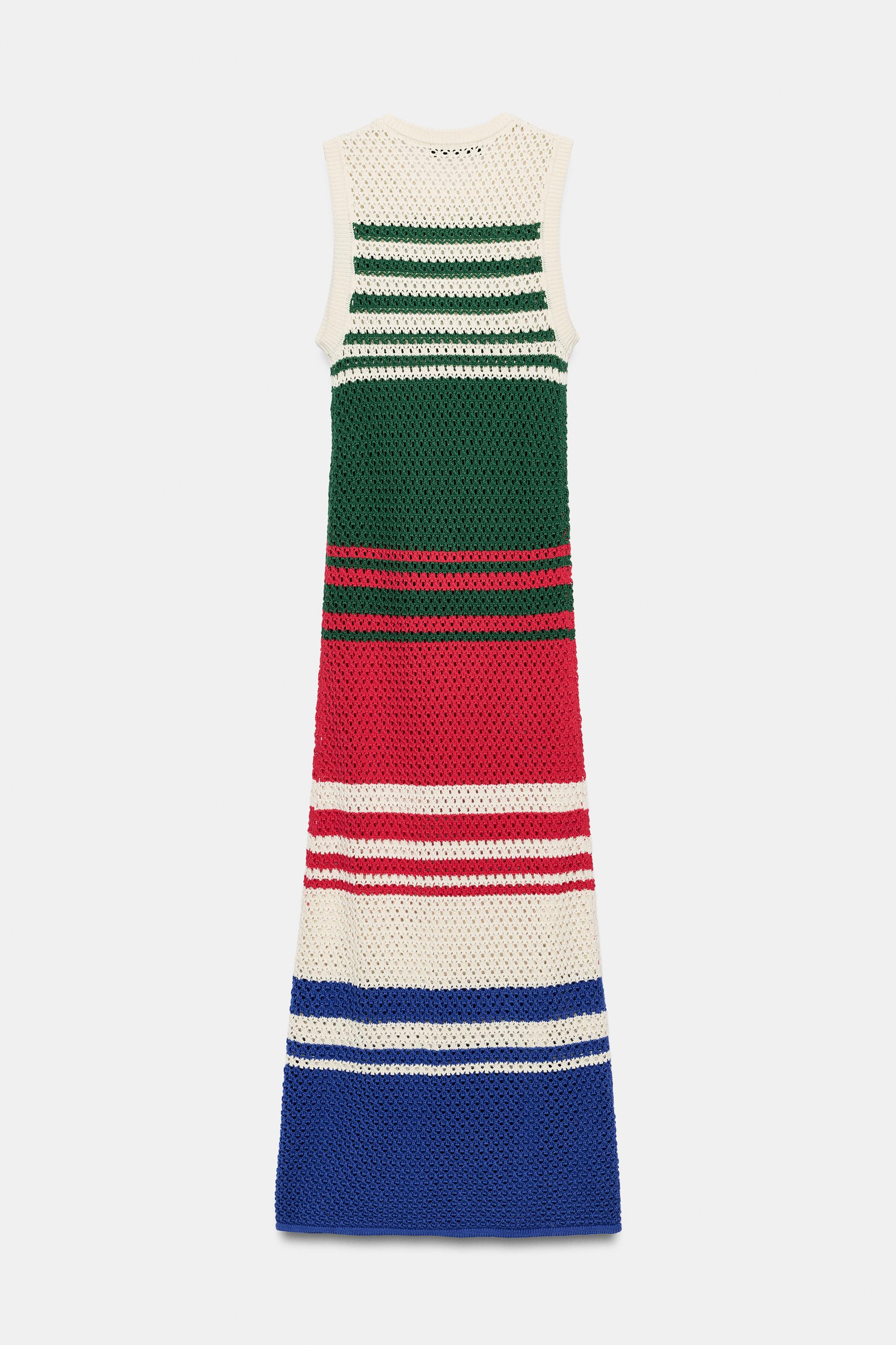 STRIPED KNIT MIDI DRESS